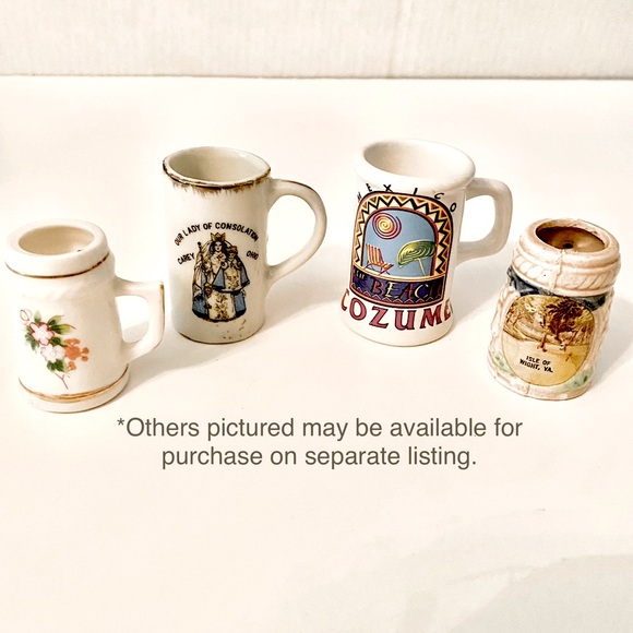 ESTATE VTG 2pc FLORAL LADY CONSOLATION PAIN RELIEF BEER MUG SHOT GLASS SOUVENIR - Picture 9 of 9